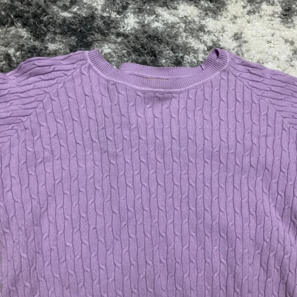 Cable Knit Sweater Long Sleeve‎ Crew Neck Pullover Lavender Top - Picture 2 of 2